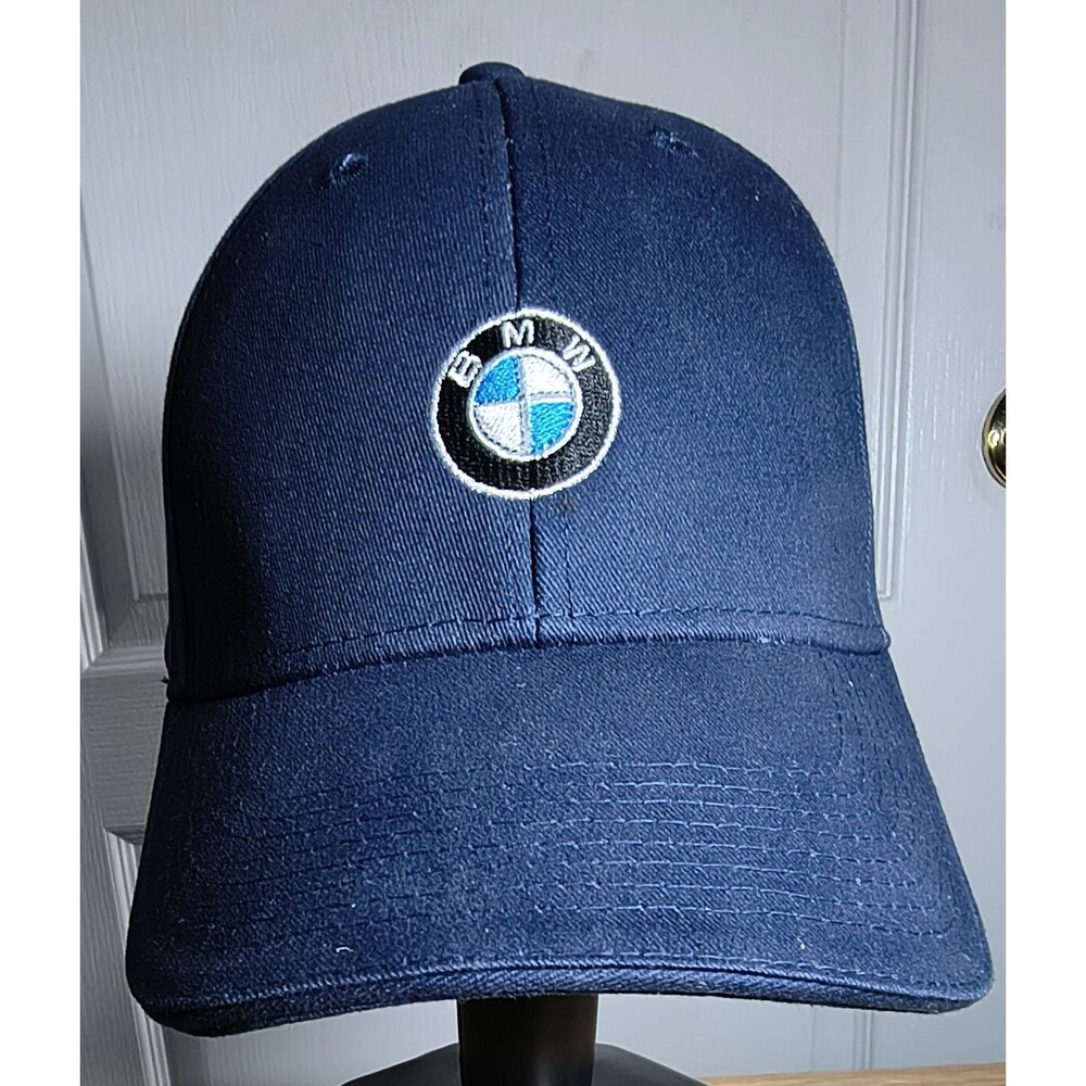BMW Lifestyle Hat Cap Strap Back One Size Navy Blue Logo Twill Baseball